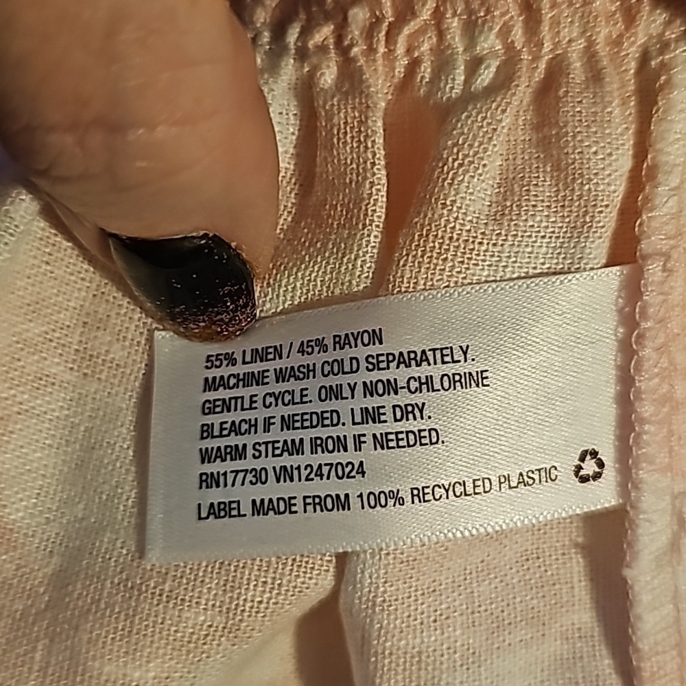 Lisa Marie Fernandez Targer linen pink white polka dot one shoulder dress sz med - Picture 6 of 6